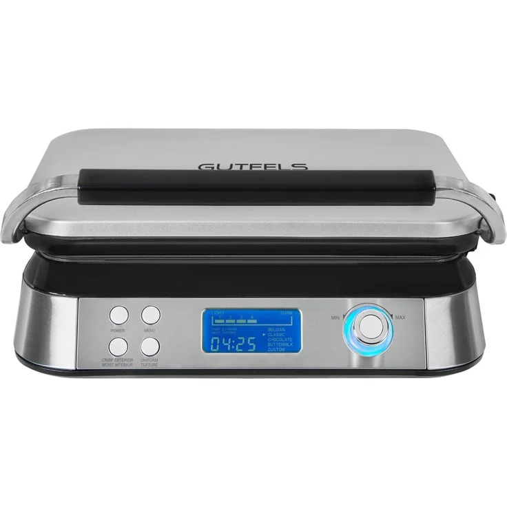 Gutfels WAFFLE 5010 Waffeleisen, 1600 Watt, antihaftbeschichtete Platten, Timer, Display, 5 Programme, schwarz, inox – Bild 2