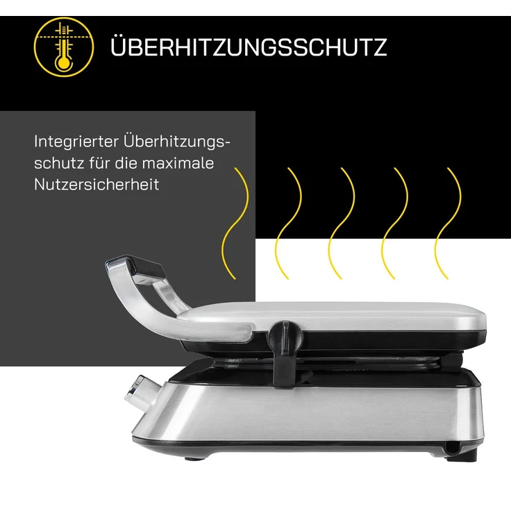 Gutfels WAFFLE 5010 Waffeleisen, 1600 Watt, antihaftbeschichtete Platten, Timer, Display, 5 Programme, schwarz, inox – Bild 6
