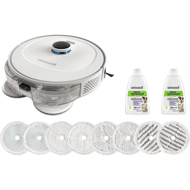 Bissell 3552N SpinWave Robot R5 Pet Saugroboter mit Wischfunktion, 110 min Akkubetrieb, Wischpads mit 135 U/min, weiß