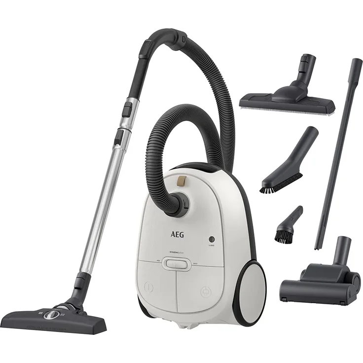 AEG AB61H6SW Bodenstaubsauger mit Beutel, 650 Watt, 12 m Aktionsradius, Shell White