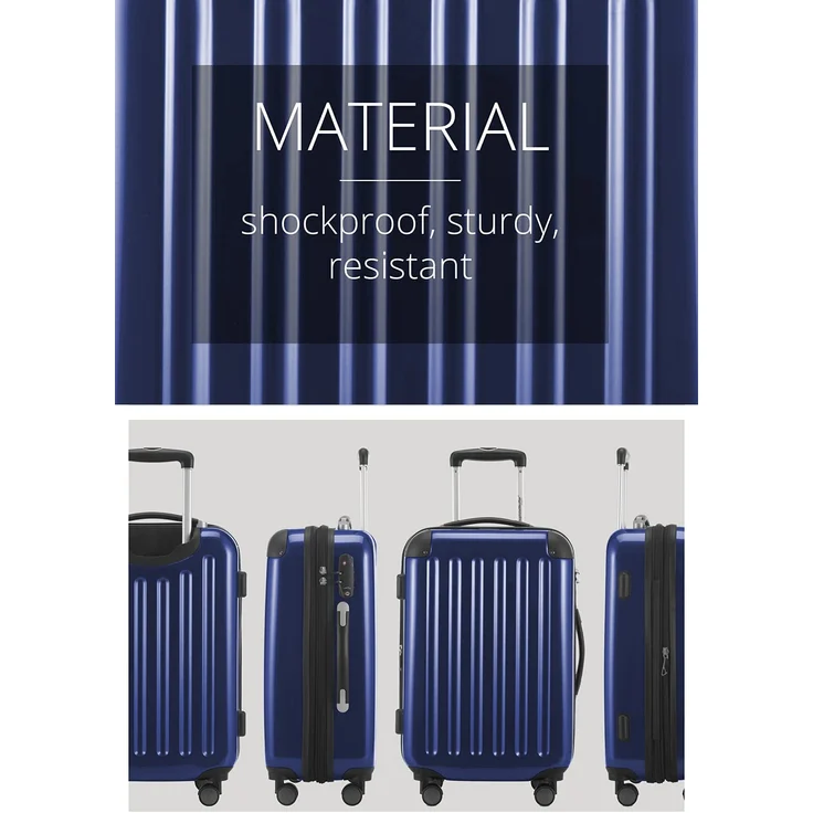 Hauptstadtkoffer Alex Handgepäck Hartschalenkoffer Kabinen Gepäck für jede Airline, 4 Rollen, Erweiterbar, 55 cm, 42 Liter Dunkelblau, Zahlenschloss – Bild 3