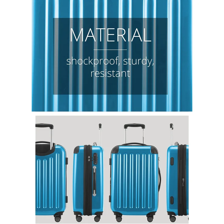 Hauptstadtkoffer Alex Handgepäck Hartschalenkoffer Kabinen Gepäck für jede Airline, 4 Rollen, Erweiterbar, 55 cm, 42 Liter Zahlenschloss, Blau – Bild 3
