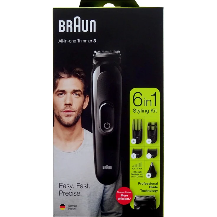 Braun MultiGroomingKit MGK3220 Detail-Trimmer schwarz 0,5 mm-21 mm 50 Minuten Akkulaufzeit 13 Schnittstufen – Bild 2