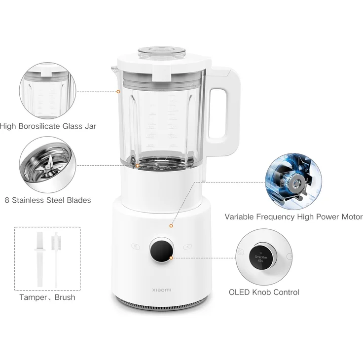 Xiaomi MPBJ001ACM-1A Smart Blender, Standmixer, 1000 Watt, 1,6 Liter, 9 Geschwindigkeiten, per App steuerbar, weiß – Bild 5