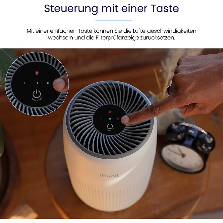 Levoit HEPA Luftreiniger mit Aromatherapie, Core Mini Air Purifier, 7 Watt energiesparend, 3 Geschwindigkeiten, gegen Schimmel Staub Tierhaare bis zu 0,3 μm für Allergiker Schlafzimmer, 25dB, 100% Ozonfrei – Bild 7