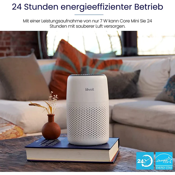Levoit HEPA Luftreiniger mit Aromatherapie, Core Mini Air Purifier, 7 Watt energiesparend, 3 Geschwindigkeiten, gegen Schimmel Staub Tierhaare bis zu 0,3 μm für Allergiker Schlafzimmer, 25dB, 100% Ozonfrei – Bild 9