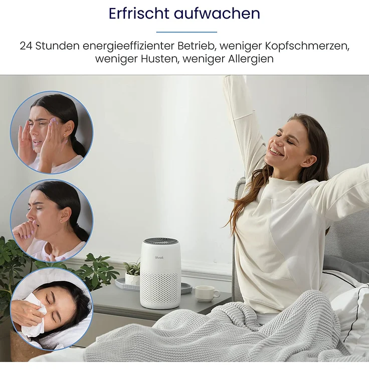 Levoit HEPA Luftreiniger mit Aromatherapie, Core Mini Air Purifier, 7 Watt energiesparend, 3 Geschwindigkeiten, gegen Schimmel Staub Tierhaare bis zu 0,3 μm für Allergiker Schlafzimmer, 25dB, 100% Ozonfrei – Bild 11