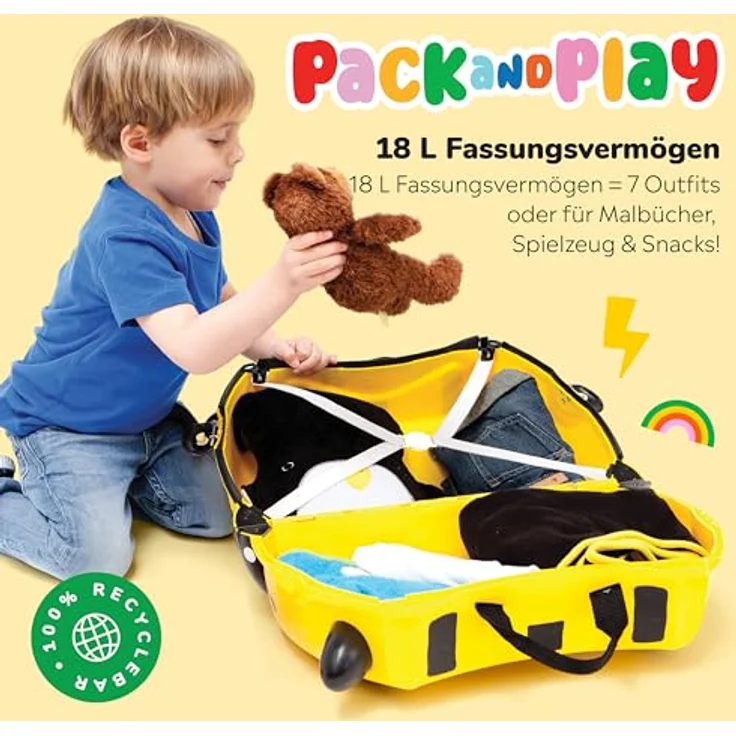 TRUNKI Trolley Bernard Biene (Gelb) | Handgepäck Kinderkoffer mit Multifunktionsband und 5 Jahre Garantie – Bild 4