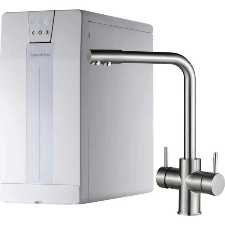 SPRUDELUX POWER SODA OSMOSE Untertisch Wassersprudler mit AORA FT-Line 3, integrierte Osmose, Kühlung und Leckschutz, Edelstahl