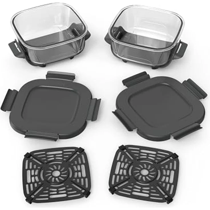 NINJA Backeinsatz CRISPi TempWare, 2er Set aus 1,4 l wärmebeständigen Glasbehältern, BPA-frei, kompatibel mit FN101 – Bild 2