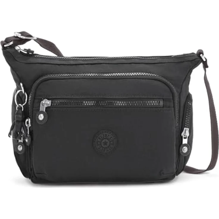 KIPLING Umhängetasche Basic Eyes Wide Open, Schwarz, mit Gorilla-Anhänger und vielen Fächern, verstellbarer Schulterriemen – Bild 1