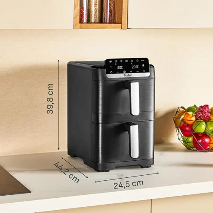 Tefal Heißluftfritteuse EY7528 Easy Fry Crispy Stack, Doppelkammer, platzsparendes Design, 6 L + 4 L – Bild 7