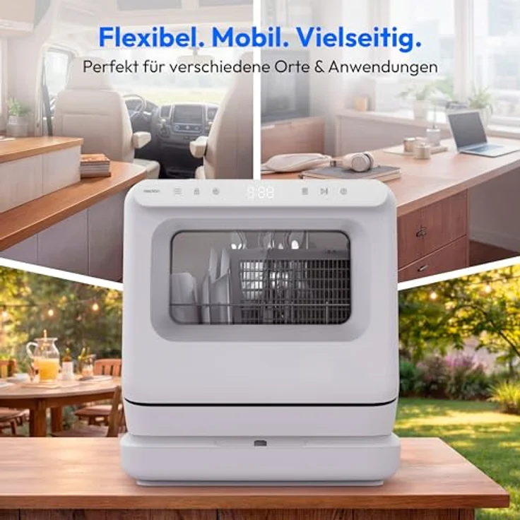 MEDION Mini Geschirrspüler DWT30, freistehend, 3 Maßgedecke, Tischgeschirrspüler mit/ohne Wasseranschluss, 6 Programme, UV-Licht, Lüfter-Trocknung, Touch-Display, weiß, MD370022 – Bild 8
