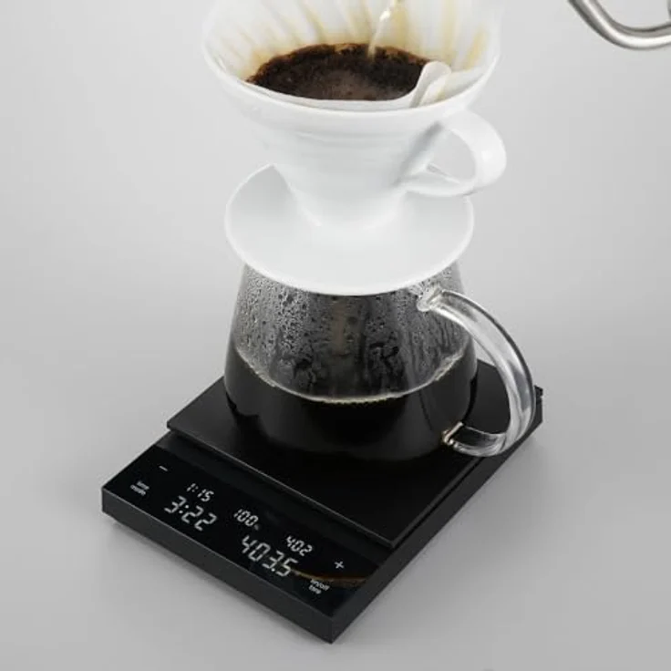 HARIO Polaris Kaffeewaage CST-2000-B, schwarze Küchenwaage mit präziser Wassermengenberechnung für individuelle Kaffee-Rezepte, max. 2000 g – Bild 2