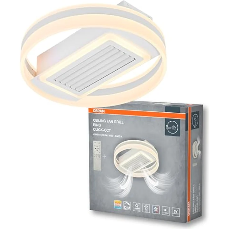 Osram LED Deckenleuchte Ceiling Fan Grill Ring 55W, Dimmbar, Tunable White, Fernbedienung, Weiss – Bild 1