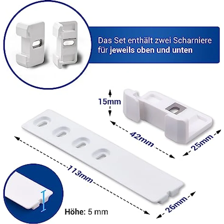 VIOKS Kühlschrank Zubehör Ersatz für Liebherr 9086322-2x Schleppscharnier Kühlschrank mit Gleitschiene Kunststoff - Tür Montage Set – Bild 2