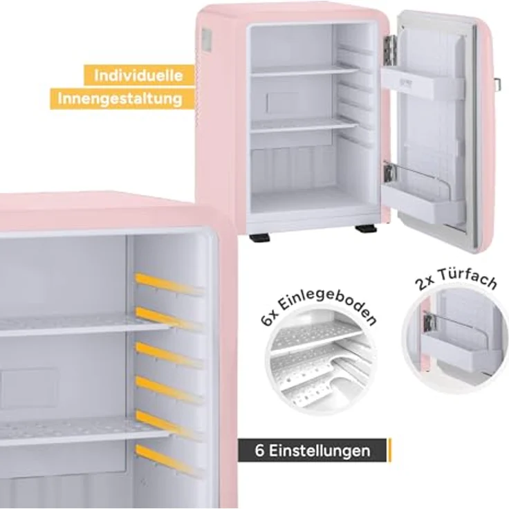 TZS FIRST AUSTRIA Minikühlschrank FA-5172-3-PI, 40L, lautlos, mit LED-Beleuchtung, rosa – Bild 4