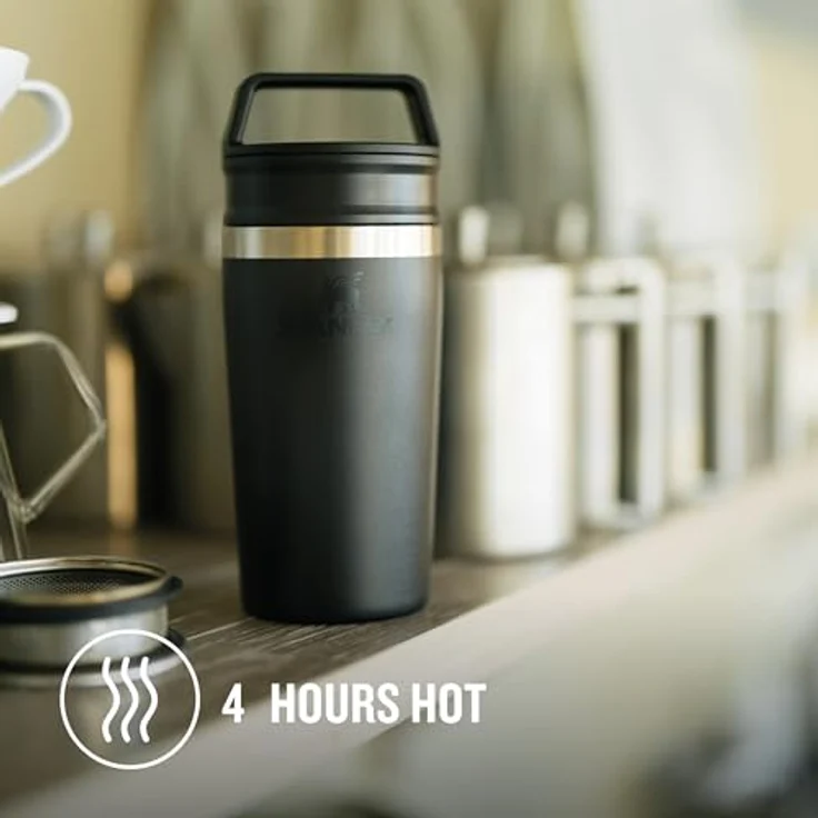 Stanley 1913 The Cafe?-To-Go Travel Mug, Trinkflasche in schwarz mit praktischem Deckel und isolierter Edelstahlkonstruktion – Bild 4