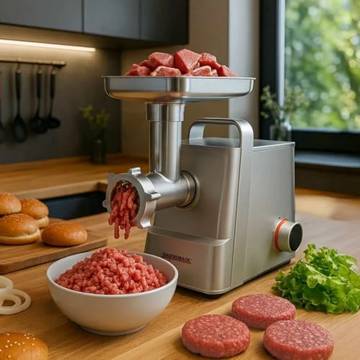 Gastroback Fleischwolf Design 6-in-1 Plus, leistungsstarker Fleischwolf mit 700 W und Burger-Presse – Bild 2