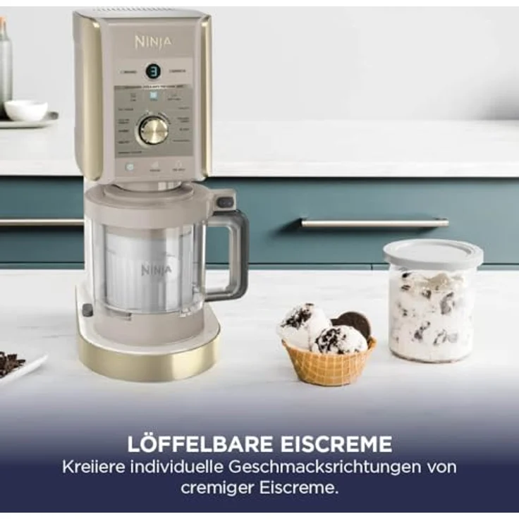 Ninja CREAMi Deluxe Eismaschine mit 10 Funktionen, 2x 710ml Behältern, Stone Gold, NC502EUSTGD – Bild 5