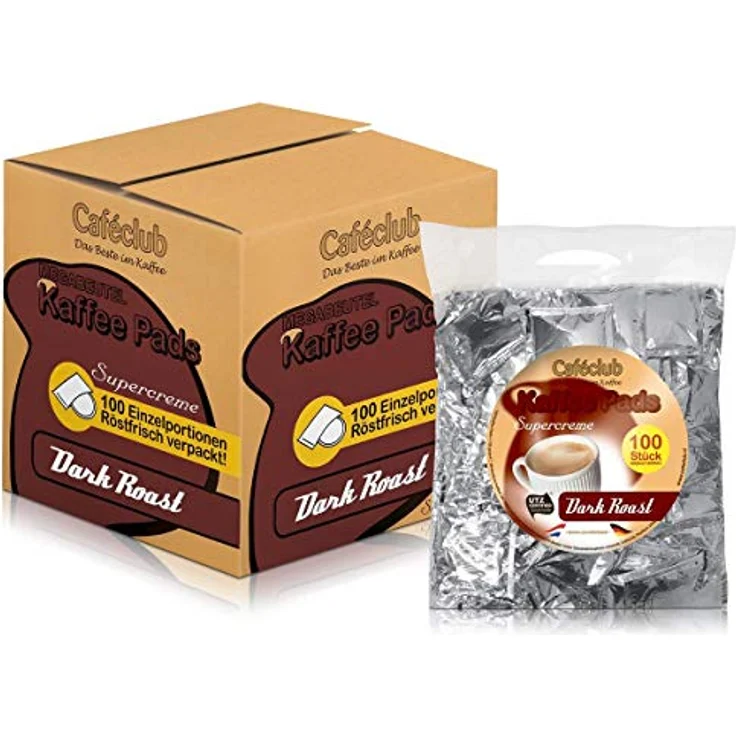 Cafeclub Kaffee-Pads Supercreme Dark Roast - 100 Stk einzeln verpackt, Pad für zb Senseo – Bild 3