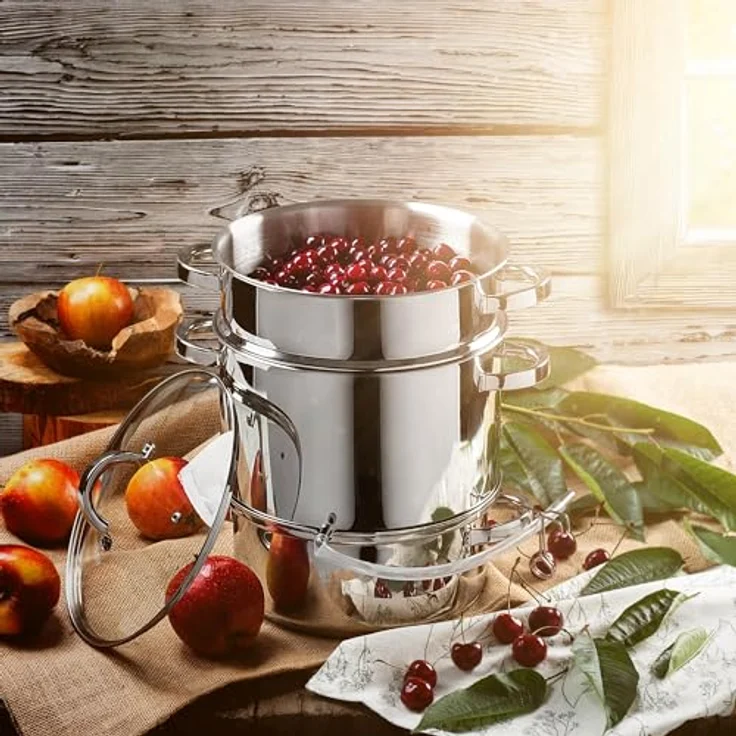 KADAX Dampfentsafter Ruka 8L, Edelstahl Universal-Entsafter mit Glasdeckel, spülmaschinengeeignet, für Gas-, Elektro-, Keramik- und Induktionsherde (Silber) – Bild 4