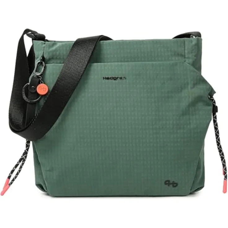 Hedgren Makoto Crossover Square Bag, Umhängetasche aus recyceltem Material, Duck Green, 25x25x8 cm, mit verstellbarem Schulterriemen und mehreren Fächern