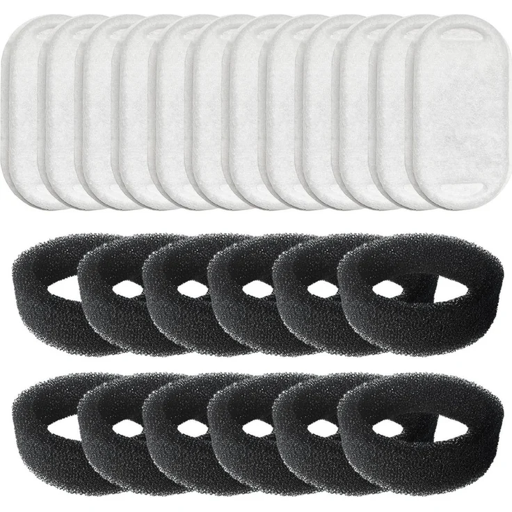 Ersatzfilter für Trinkbrunnen 24 Stück, 12x Kohle & 12x Schaum, für 3.2L Edelstahl Katzenbrunnen PLWF003, effektive Wasserreinigung und einfache Anwendung