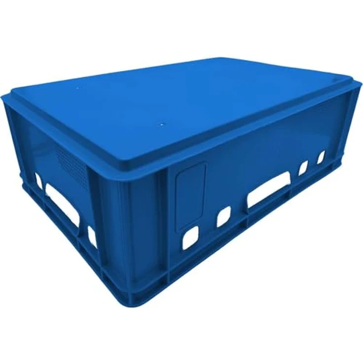 BURI Fleischkiste E2, Blaue Eurobox 60x40x20 cm, lebensmittelecht, robust, stapelbar, ideal für Metzgereien und Lebensmittelindustrie – Bild 3