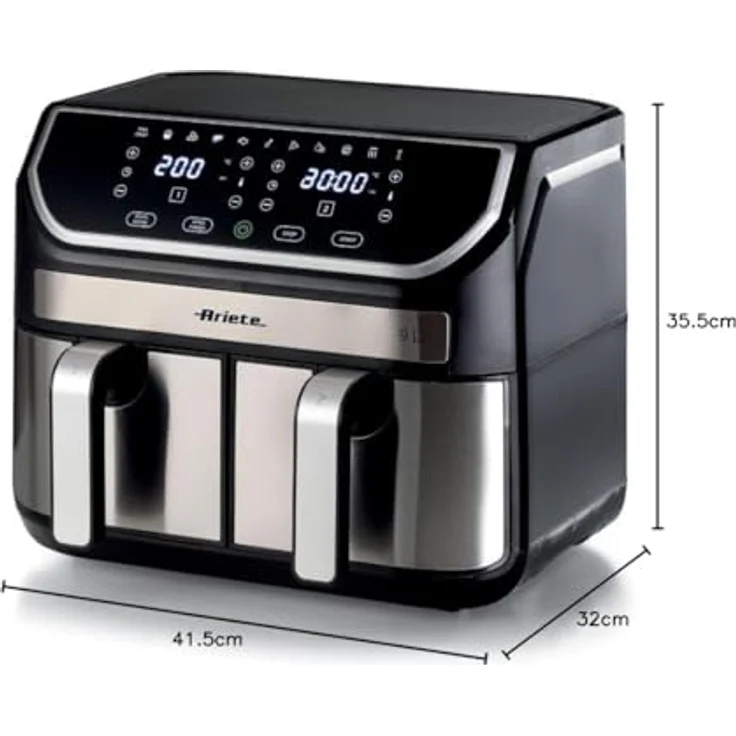 Ariete 4625 Luftfritteuse 9L - Digitalanzeige, Dual-Korb, Rapid Air Technologie, einstellbare Temperatur 80°C-200°C – Bild 5