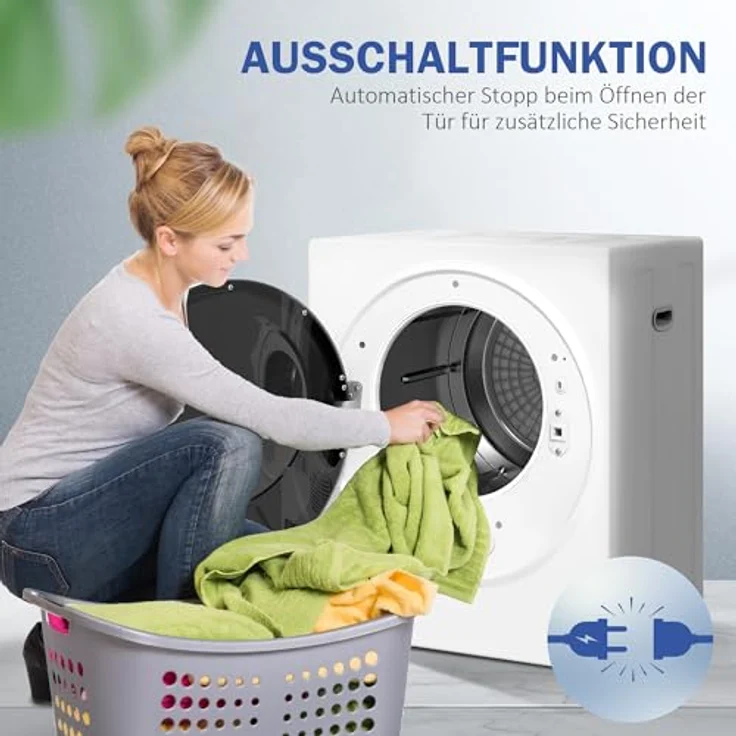 HOMCOM Waschtrockner B61-007V90WT, 2.5 kg, Kompakt, 4 Trockenprogramme, Wandmontage, weiß – Bild 5