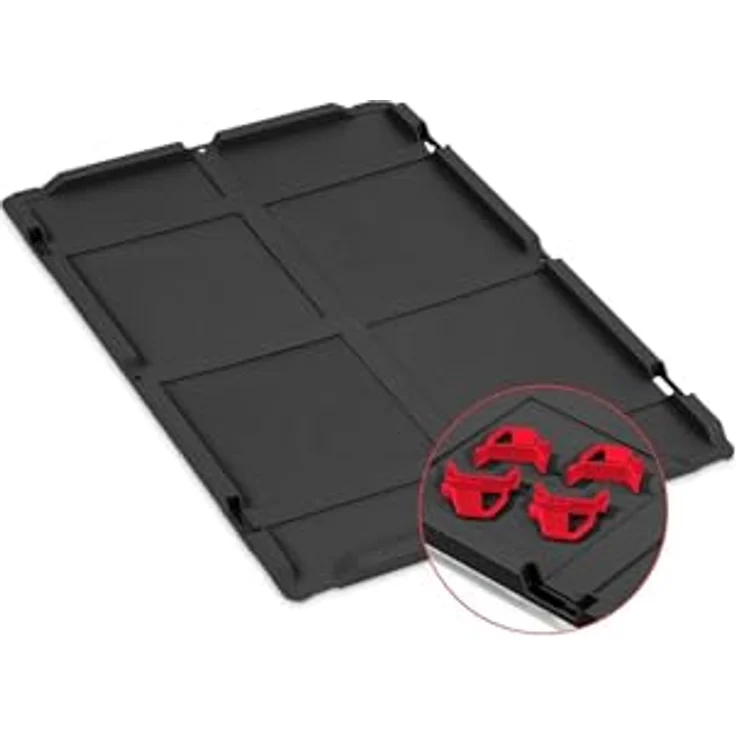 PROREGAL SuperSparSet 8x Eurobox NextGen Color, 23L Eurobehälter mit Auflagedeckel & Schiebeschnappverschlüssen, Schwarz mit roten Griffen, HxBxT 12x40x60cm – Bild 2