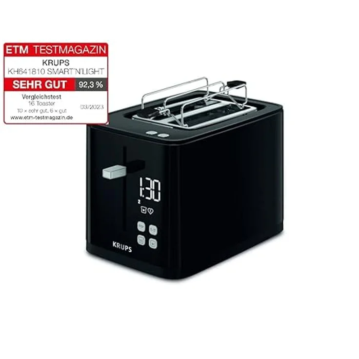 Krups Toaster KH6418, Digitaldisplay, 7 Bräunungsstufen, 2 kurze Schlitze, 800 W, schwarz – Bild 2