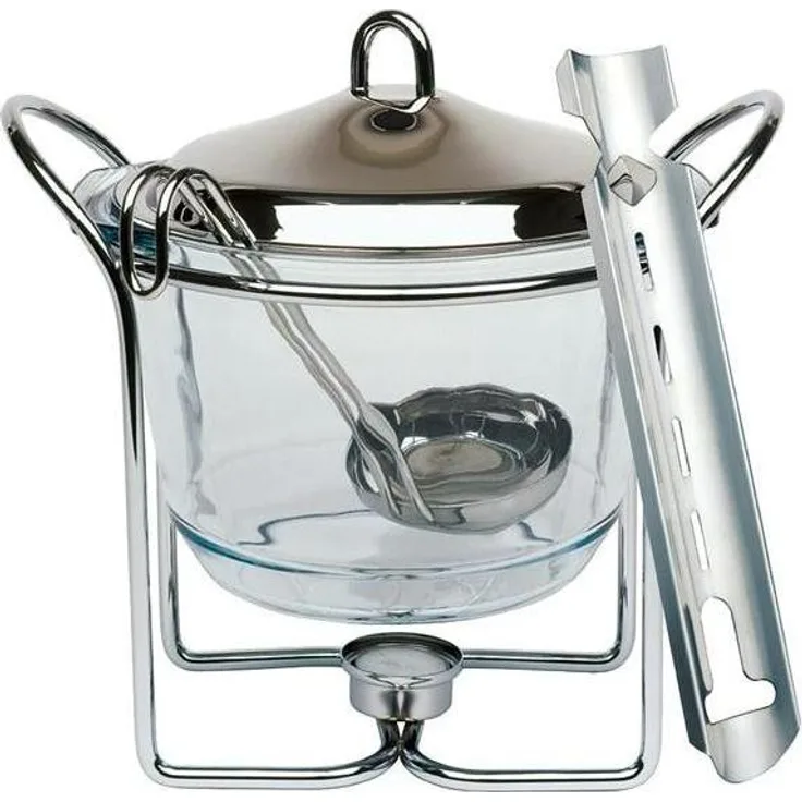 APS Feuerzangenbowle-Set, Transparent, mit 4L Glasschale und Edelstahl-Ausstattung für festliche Anlässe