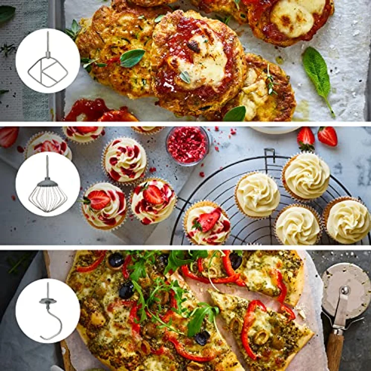 Kenwood Prospero+ KHC29.HOWH Küchenmaschine, 4,3 l Edelstahl Schüssel, 1000 Watt, inkl. 3-teiligem Patisserie-Set, Zerkleinerer, Acryl-Mixaufsatz, Zitruspresse und Spritzschutz, weiß, Serie: Prospero+ – Bild 6