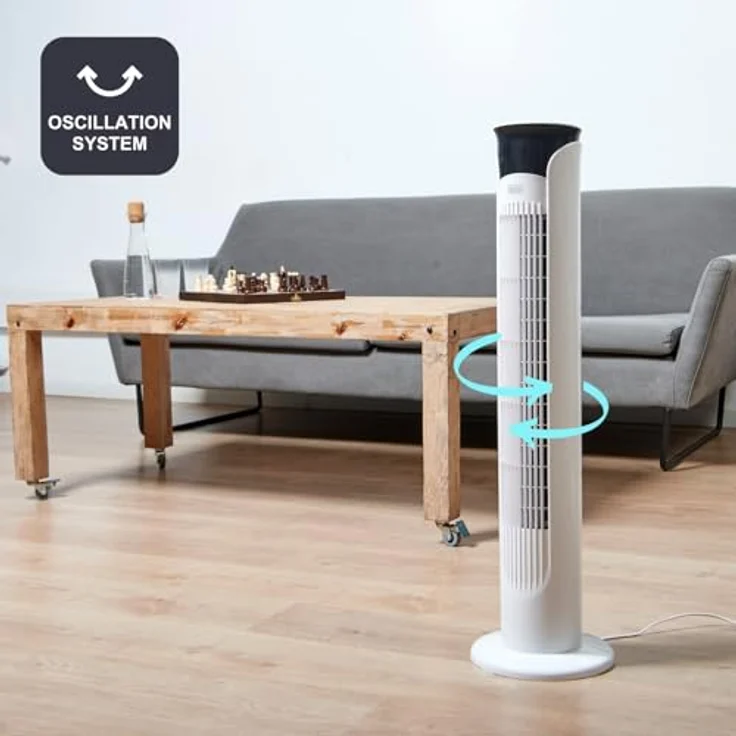 Black + Decker BXEFT48E - Digitaler oszillierender Turmventilator mit Fernbedienung, 81 cm hoch, 3 Geschwindigkeitsstufen, 3 Modi, Zeitschaltuhr 12 h, Leistungsstark, weiß. – Bild 5
