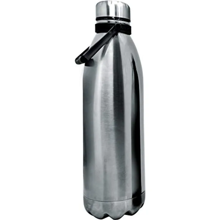 Nerthus FIH 622 doppelwandige Thermosflasche für Kaltes und Heißes, schwarzes Design aus 18/8 Edelstahl, 1500 ml, BPA-frei, luftdichter Deckel