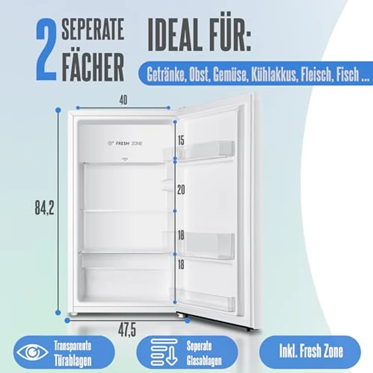 Heinrich´s Getränkekühlschrank 94L weiß, leise: 36db Mini-Bar, 7 Temperaturstufen, freistehend - ideal für Büro Camping Garten Outdoor – Bild 3