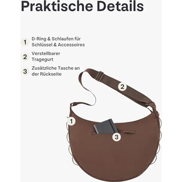 Johnny Urban Umhängetasche Kaia Large Half Moon Bag im Puffer Design, 16 Zoll, Wasserabweisend, Schwarz – Bild 7