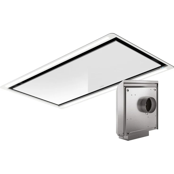 Elica Deckenhaube Hilight PRF0146248, 100 cm, weiße Dunstabzugshaube mit Fernbedienung und Außenwandmotor KIT0184135, 1300 m³/h