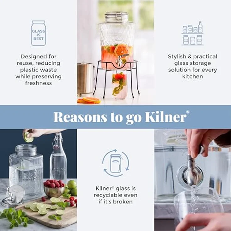 Kilner Vintage Getränke-Spender, durchsichtig, 19 x 25 x 30 cm, 5 Liter – Bild 6