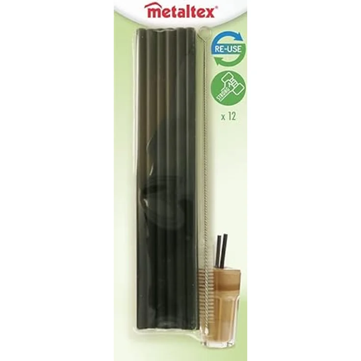 Metaltex 253135002 Trinkhalme Kunststoff 12 Stück schwarz – Bild 2