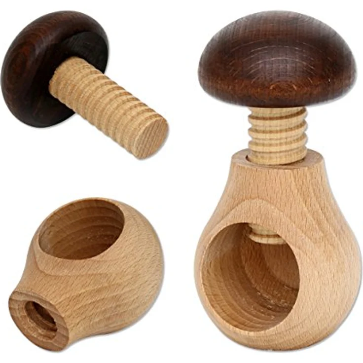 Dekohelden24 Nussknacker Schraubgewinde als 5er Set, Pilz Braun, 5 Stück, 5 – Bild 2