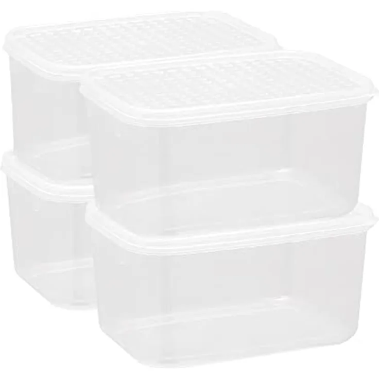 Cetomo 2.2L * 4 Frischhaltedosen aus Kunststoff mit Deckel,Lebensmittelbehälter, Mikrowelle, Gefrierschrank und spülmaschinenfest, Lunchboxen, Kühlschrank Organizer Behälter mit Deckel