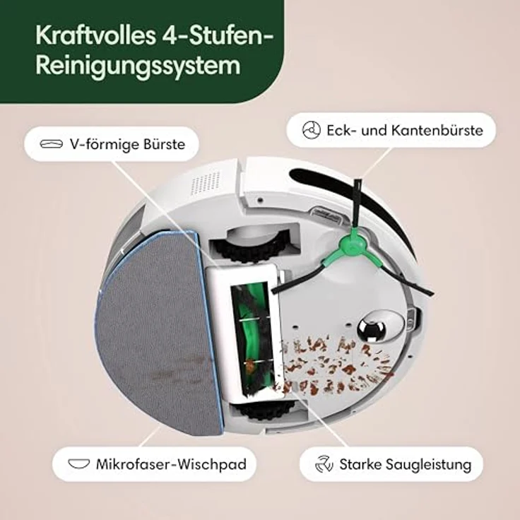 iRobot Roomba Combo® Essential 2 mit Absaugstation, Staubsauger-Roboter mit 4-Stufen-Reinigungssystem, Wischfunktion, und iRobot Home App, schwarz – Bild 3