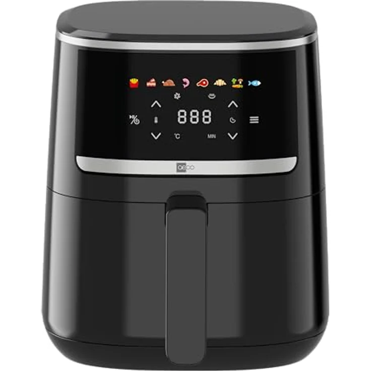 aeco COMPACT AirFryer 4,3 Liter, Heißluftfritteuse mit digitalem Touch-Display, 1500 Watt, 80°-200° einstellbar, 8 Programme, inkl. Rezeptheft, platzsparendes Design – Bild 1