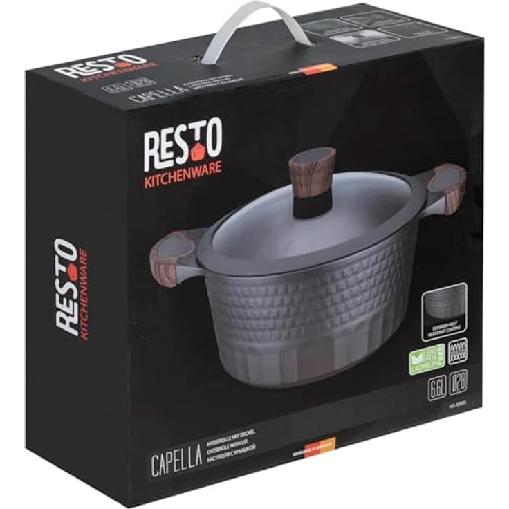 RESTO Kochtopf Schmortopf 6,6L mit Deckel 28cm, H=12,5cm | Antihaftbeschichtung | Für alle Herdarten, auch Induktion | PFOA frei – Bild 5