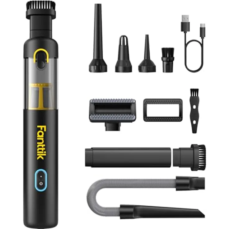 Fanttik Slim V8 Apex, Akku-Autostaubsauger mit 19000 Pa Saugkraft, 4-in-1 Handstaubsauger und Luftgebläsepumpe, ultraleicht und tragbar, Schwarz