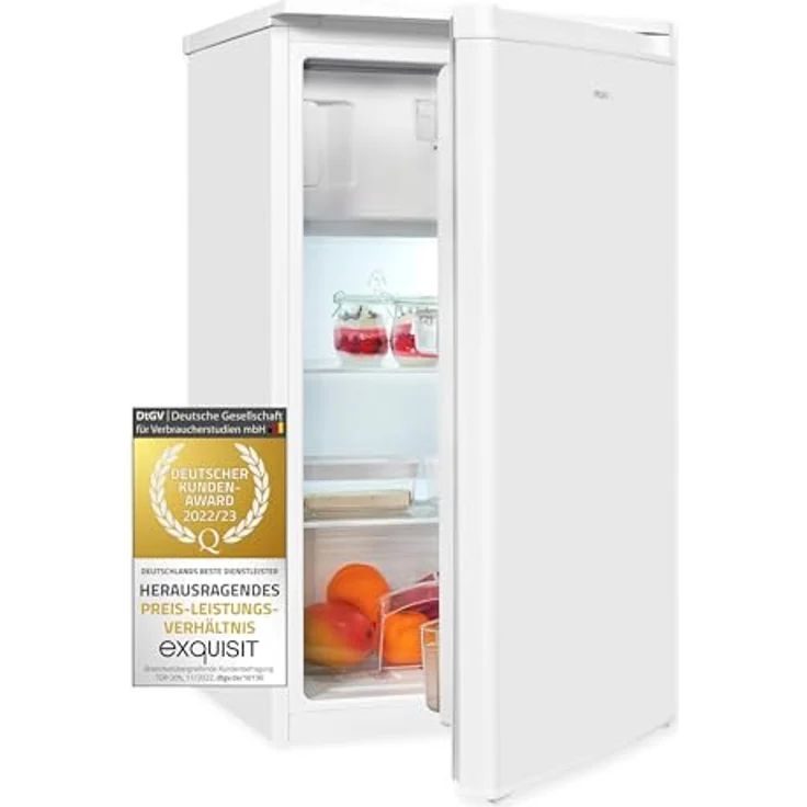 Exquisit Kühlschrank KS117-3-040D weiss | 81 L Volumen | Kühlschrank mit Gefrierfach freistehend | Gemüsefach | Freistehender Kühlschrank mit Gefrierfach – Bild 1