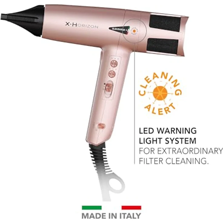 GAMMA+ X-Horizon Ionic Haartrockner, 290 g Ultraleichter Haartrockner Leise, Dual Ionic Technology, Made in Italy (Golden Rosa, SCHUKO-Stecker) – Bild 4